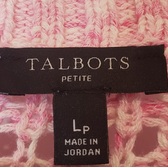 Talbots Open Stitch Cotton Pullover Knit Sweater Pastel Stripes Size Large Petit - Picture 8 of 12
